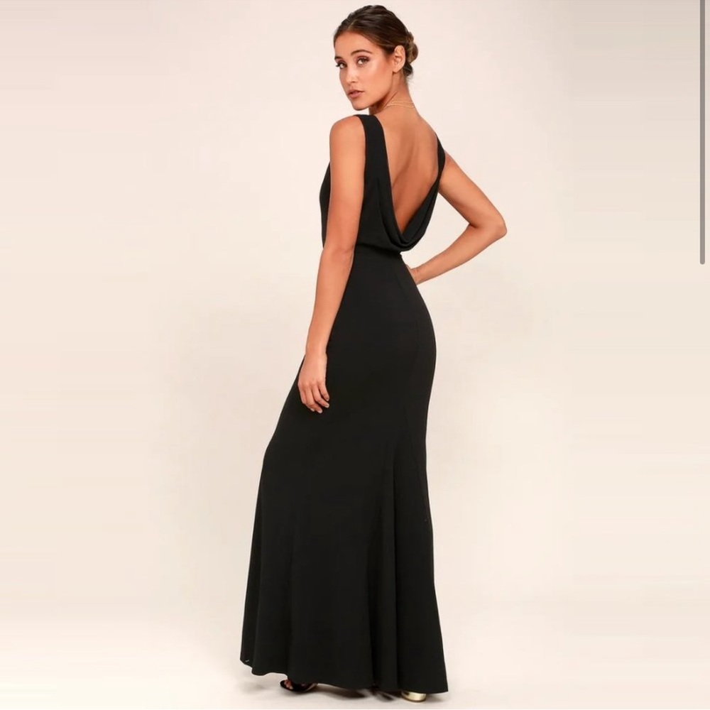 Lulu's Call My Name Black Backless Maxi Dress NWT